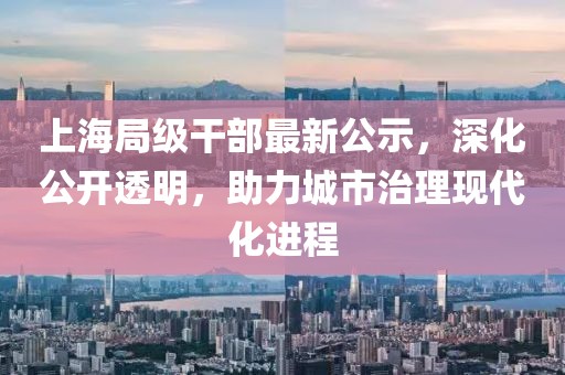 上海局級干部最新公示，深化公開透明，助力城市治理現(xiàn)代化進程