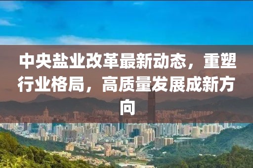 中央鹽業(yè)改革最新動態(tài)，重塑行業(yè)格局，高質(zhì)量發(fā)展成新方向