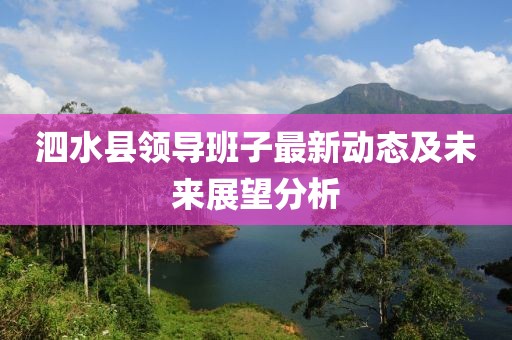 泗水縣領(lǐng)導(dǎo)班子最新動(dòng)態(tài)及未來(lái)展望分析
