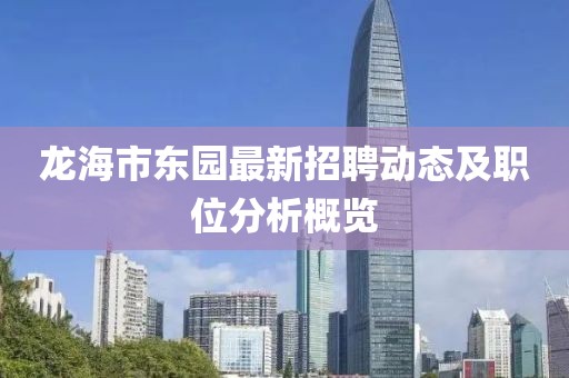 龍海市東園最新招聘動態(tài)及職位分析概覽