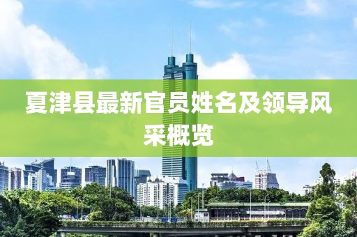 夏津縣最新官員姓名及領(lǐng)導(dǎo)風(fēng)采概覽