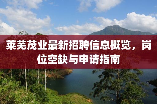 萊蕪茂業(yè)最新招聘信息概覽，崗位空缺與申請(qǐng)指南