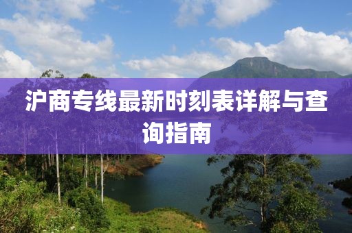 滬商專線最新時刻表詳解與查詢指南