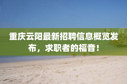 重慶云陽最新招聘信息概覽發(fā)布，求職者的福音！