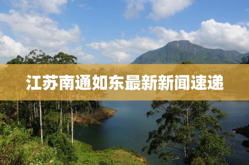 江蘇南通如東最新新聞速遞