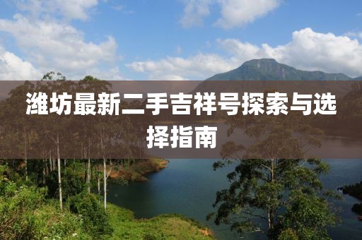 濰坊最新二手吉祥號探索與選擇指南