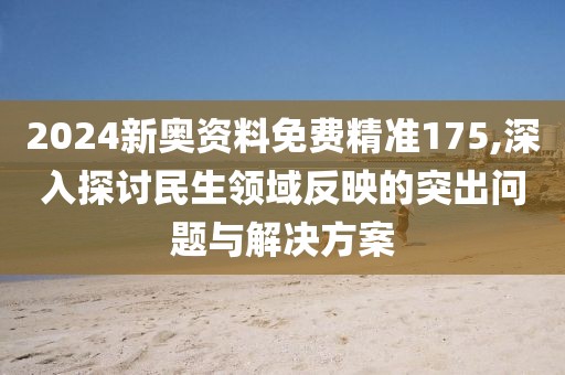 2024新奧資料免費精準175,深入探討民生領(lǐng)域反映的突出問題與解決方案