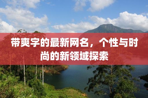 帶爽字的最新網(wǎng)名，個(gè)性與時(shí)尚的新領(lǐng)域探索