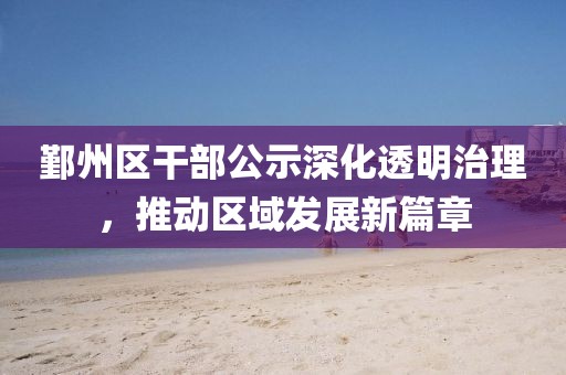 鄞州區(qū)干部公示深化透明治理，推動(dòng)區(qū)域發(fā)展新篇章