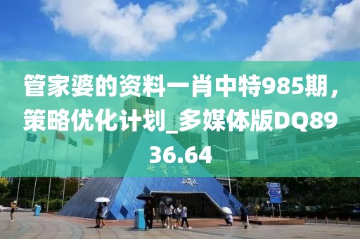 管家婆的資料一肖中特985期，策略優(yōu)化計(jì)劃_多媒體版DQ8936.64